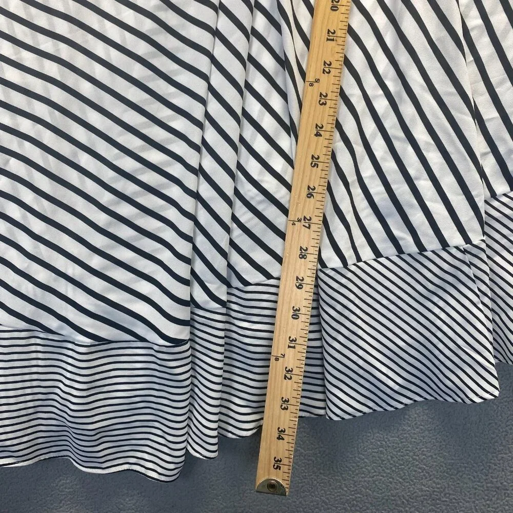 Lane Bryant Skirt Plus 18/20 Black‎ White Striped,Layered,Pull On,Elastic Waist